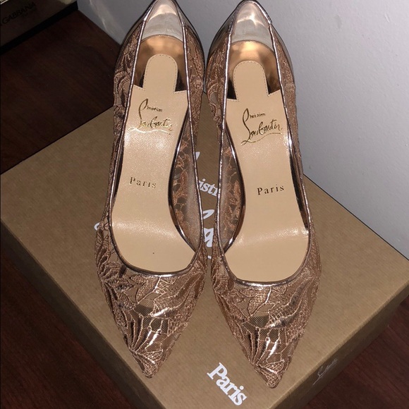 Christian Louboutin Follies Lace 85 Rete- Gold - Picture 8 of 8